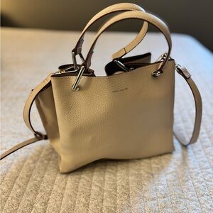 Anne Klein Beige Leather Shoulder Bag